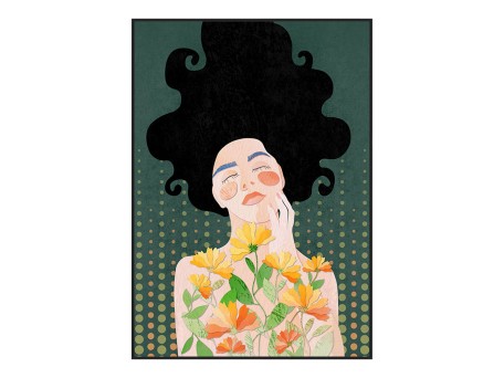 BOTANICAL LADY ΠΙΝΑΚΑΣ ΔΙΑΚΟΣΜΗΣΗΣ 50x70x3cm ΚΑΜΒΑΣ ΠΟΛΥΧΡΩΜΟ ΞΥΛΟ ΜΑΥΡΟ