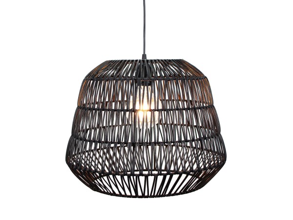 PHUCKET ΦΩΤΙΣΤΙΚΟ ΟΡΟΦΗΣ 40x40x32cm ΜΕΤΑΛΛΟ ΜΑΥΡΟ RATTAN