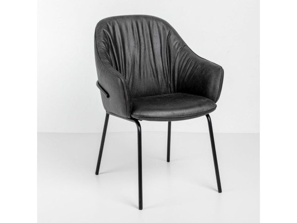 TOSCA ΚΑΡΕΚΛΑ ΠΟΛΥΘΡΟΝΑ ΓΚΡΙ ΜΑΥΡΟ ΜΑΤ 62x63x90.5cm
