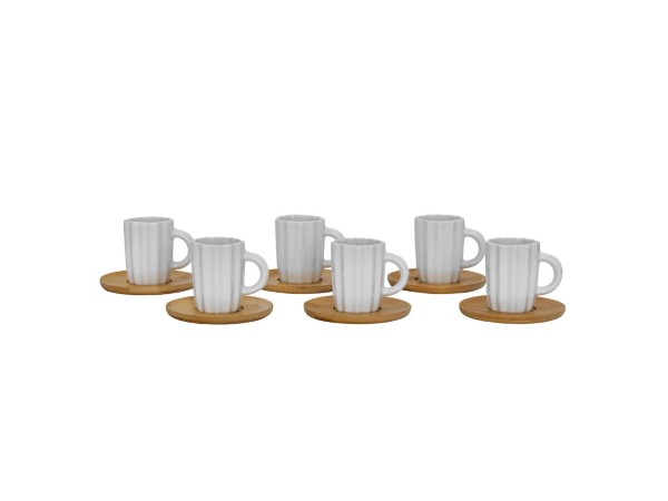 CACTUS ΚΟΥΠΑ ESPRESSO SET 6ΤΜΧ 27x22x6cm ΠΟΡΣΕΛΑΝΗ ΛΕΥΚΟ ΦΥΣΙΚΟ BAMBOO