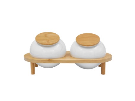 CURVE ΔΟΧΕΙΟ ΑΠΟΘΗΚΕΥΣΗΣ ΜΕ ΚΑΠΑΚΙ SET 2ΤΜΧ 33x16x13cm ΠΟΡΣΕΛΑΝΗ ΛΕΥΚΟ ΦΥΣΙΚΟ BAMBOO