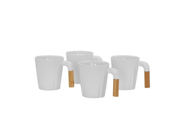 NORDIC ΚΟΥΠΑ SET 4ΤΜΧ 23x23x9cm ΠΟΡΣΕΛΑΝΗ ΛΕΥΚΟ ΦΥΣΙΚΟ BAMBOO
