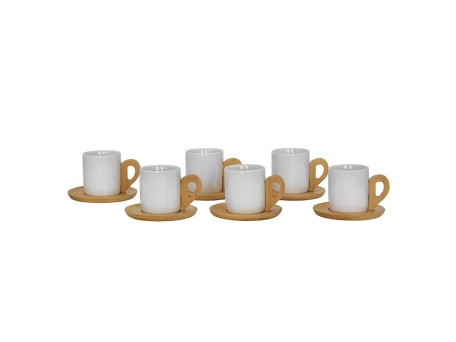 NORDIC ΚΟΥΠΑ ESPRESSO SET 6ΤΜΧ 29x21x7cm ΠΟΡΣΕΛΑΝΗ ΛΕΥΚΟ ΦΥΣΙΚΟ BAMBOO