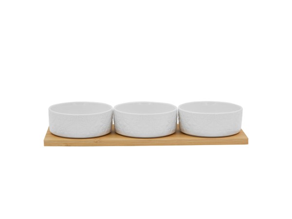 FLEURS ΜΠΩΛ SET 3ΤΜΧ 29x10x5cm ΠΟΡΣΕΛΑΝΗ ΛΕΥΚΟ ΦΥΣΙΚΟ BAMBOO