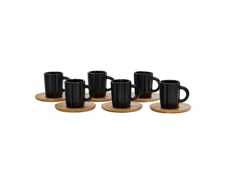 CACTUS ΚΟΥΠΑ ESPRESSO SET 6ΤΜΧ 27x22x6cm ΠΟΡΣΕΛΑΝΗ ΜΑΥΡΟ ΦΥΣΙΚΟ BAMBOO