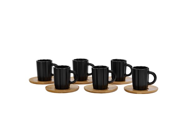 CACTUS ΚΟΥΠΑ ESPRESSO SET 6ΤΜΧ 27x22x6cm ΠΟΡΣΕΛΑΝΗ ΜΑΥΡΟ ΦΥΣΙΚΟ BAMBOO