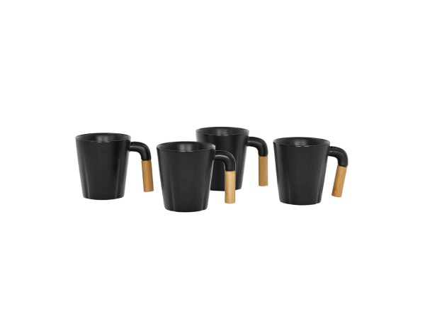 NORDIC ΚΟΥΠΑ SET 4ΤΜΧ 13x23x9cm ΠΟΡΣΕΛΑΝΗ ΜΑΥΡΟ ΦΥΣΙΚΟ BAMBOO