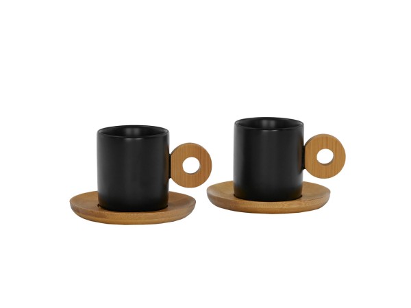 NORDIC ΚΟΥΠΑ ESPRESSO 20x14x7cm ΠΟΡΣΕΛΑΝΗ ΜΑΥΡΟ ΦΥΣΙΚΟ BAMBOO