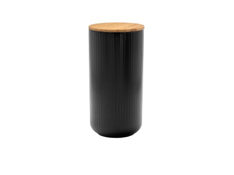 RIPPLE ΔΟΧΕΙΟ ΑΠΟΘΗΚΕΥΣΗΣ ΜΕ ΚΑΠΑΚΙ 10x10x20cm ΠΟΡΣΕΛΑΝΗ ΜΑΥΡΟ ΦΥΣΙΚΟ BAMBOO