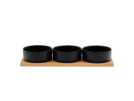 FLEURS ΜΠΩΛ SET 3ΤΜΧ 29x10x5cm ΠΟΡΣΕΛΑΝΗ ΜΑΥΡΟ ΦΥΣΙΚΟ BAMBOO