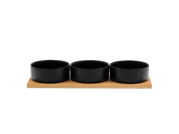 FLEURS ΜΠΩΛ SET 3ΤΜΧ 29x10x5cm ΠΟΡΣΕΛΑΝΗ ΜΑΥΡΟ ΦΥΣΙΚΟ BAMBOO