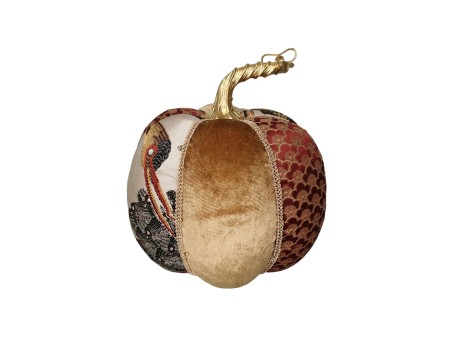 PUMPKIN BROCADE L ΧΡΙΣΤΟΥΓΕΝΝΙΑΤΙΚΟ ΔΙΑΚΟΣΜΗΤΙΚΟ ΚΟΛΟΚΥΘΑ 16x16x17cm FOAM ΠΟΛΥΧΡΩΜΟ ΥΦΑΣΜΑ