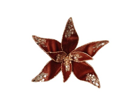 BROCADE FLOWER ΧΡΙΣΤΟΥΓΕΝΝΙΑΤΙΚΟ ΛΟΥΛΟΥΔΙ 30cm ΒΕΛΟΥΔΟ TERRACOTTA
