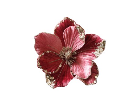 BROCADE FLOWER ΧΡΙΣΤΟΥΓΕΝΝΙΑΤΙΚΟ ΛΟΥΛΟΥΔΙ 20cm ΒΕΛΟΥΔΟ ΡΟΖ