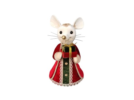 ROYAL MOUSE LADY ΧΡΙΣΤΟΥΓΕΝΝΙΑΤΙΚΟ ΣΤΟΛΙΔΙ ΠΟΝΤΙΚΙ 16x15x26cm FOAM ΠΟΛΥΧΡΩΜΟ ΒΕΛΟΥΔΟ