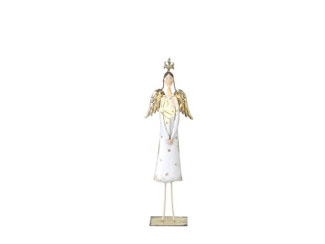 ANGEL GIRL ΧΡΙΣΤΟΥΓΕΝΝΙΑΤΙΚΟ ΔΙΑΚΟΣΜΗΤΙΚΟ ΑΓΓΕΛΟΣ 18x8x63cm ΜΕΤΑΛΛΟ ΛΕΥΚΟ ΧΡΥΣΟ