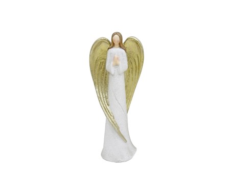ANGEL FAITH ΧΡΙΣΤΟΥΓΕΝΝΙΑΤΙΚΟ ΔΙΑΚΟΣΜΗΤΙΚΟ ΑΓΓΕΛΟΣ 31x20x77cm POLYRESIN ΛΕΥΚΟ ΧΡΥΣΟ
