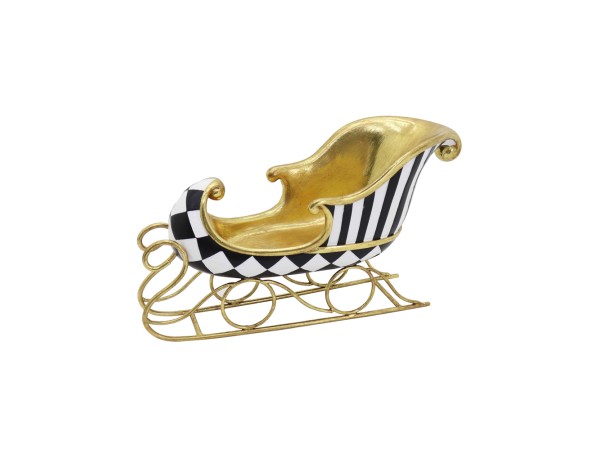 ABSTRACT SLEIGH ΧΡΙΣΤΟΥΓΕΝΝΙΑΤΙΚΟ ΔΙΑΚΟΣΜΗΤΙΚΟ ΕΛΚΗΘΡΟ 37x14x21cm POLYRESIN ΛΕΥΚΟ ΜΑΥΡΟ ΧΡΥΣΟ