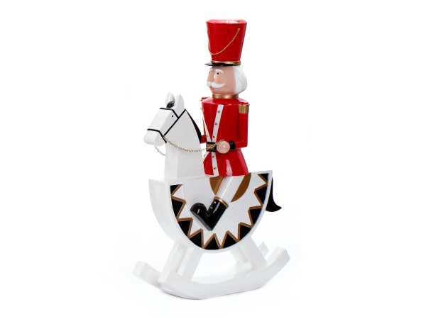 RED HORSE ROCKING ΧΡΙΣΤΟΥΓΕΝΝΙΑΤΙΚΟ ΔΙΑΚΟΣΜΗΤΙΚΟ ΑΛΟΓΟ 44x18x72cm POLYRESIN ΛΕΥΚΟ ΜΑΥΡΟ ΚΟΚΚΙΝΟ