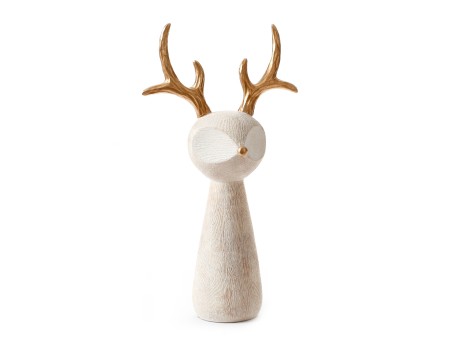 CUTE DEER L ΧΡΙΣΤΟΥΓΕΝΝΙΑΤΙΚΟ ΔΙΑΚΟΣΜΗΤΙΚΟ ΤΑΡΑΝΔΟΣ 23x12x41cm POLYRESIN ΜΠΕΖ ΧΡΥΣΟ