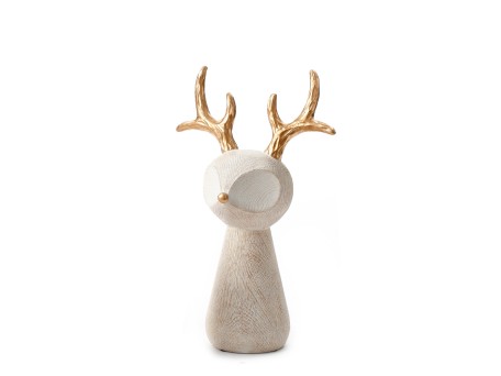 CUTE DEER M ΧΡΙΣΤΟΥΓΕΝΝΙΑΤΙΚΟ ΔΙΑΚΟΣΜΗΤΙΚΟ ΤΑΡΑΝΔΟΣ 22x12x34cm POLYRESIN ΜΠΕΖ ΧΡΥΣΟ