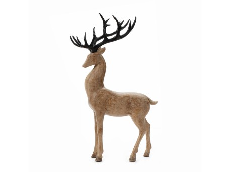 WOODY DEER ΧΡΙΣΤΟΥΓΕΝΝΙΑΤΙΚΟ ΔΙΑΚΟΣΜΗΤΙΚΟ ΤΑΡΑΝΔΟΣ 27x12x46cm POLYRESIN ΚΑΦΕ ΜΑΥΡΟ