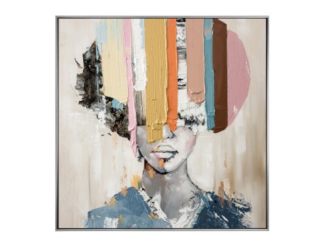 COLORFUL WOMAN ΠΙΝΑΚΑΣ ΔΙΑΚΟΣΜΗΣΗΣ 80x80x5cm ΚΑΜΒΑΣ ΠΟΛΥΧΡΩΜΟ ΞΥΛΟ ΑΣΗΜΙ