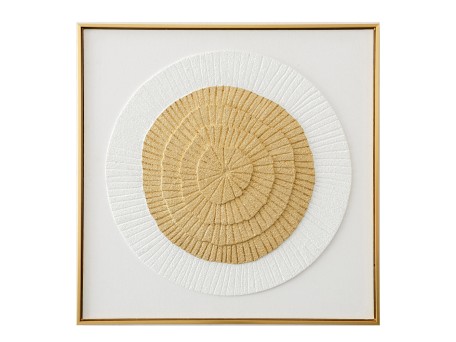 AMBITIUS ΠΙΝΑΚΑΣ ΔΙΑΚΟΣΜΗΣΗΣ 80x80x5cm ΚΑΜΒΑΣ ΧΡΥΣΟ ΛΕΥΚΟ ΞΥΛΟ ΧΡΥΣΟ