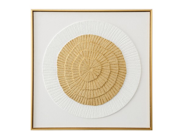 AMBITIUS ΠΙΝΑΚΑΣ ΔΙΑΚΟΣΜΗΣΗΣ 80x80x5cm ΚΑΜΒΑΣ ΧΡΥΣΟ ΛΕΥΚΟ ΞΥΛΟ ΧΡΥΣΟ