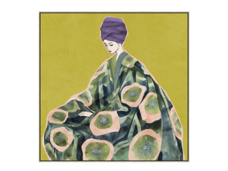 FLORAL LADY ΠΙΝΑΚΑΣ ΔΙΑΚΟΣΜΗΣΗΣ 80x80x5cm ΚΑΜΒΑΣ ΠΟΛΥΧΡΩΜΟ ΞΥΛΟ ΦΥΣΙΚΟ