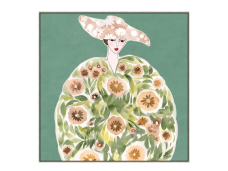 FLORAL LADY ΠΙΝΑΚΑΣ ΔΙΑΚΟΣΜΗΣΗΣ 80x80x5cm ΚΑΜΒΑΣ ΠΟΛΥΧΡΩΜΟ ΞΥΛΟ ΦΥΣΙΚΟ
