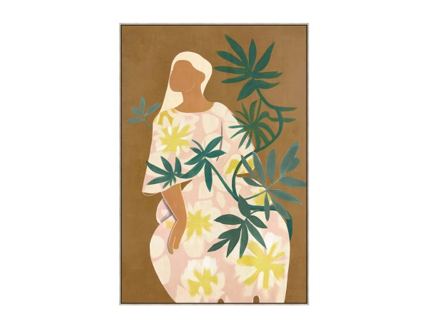 FLOWER LADY ΠΙΝΑΚΑΣ ΔΙΑΚΟΣΜΗΣΗΣ 60x90x5cm ΚΑΜΒΑΣ ΠΟΛΥΧΡΩΜΟ ΞΥΛΟ ΦΥΣΙΚΟ
