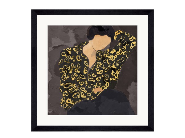 LADY IN PORTRAIT ΠΙΝΑΚΑΣ ΔΙΑΚΟΣΜΗΣΗΣ 43x43x4cm ΓΥΑΛΙ ΠΟΛΥΧΡΩΜΟ ΞΥΛΟ ΜΑΥΡΟ