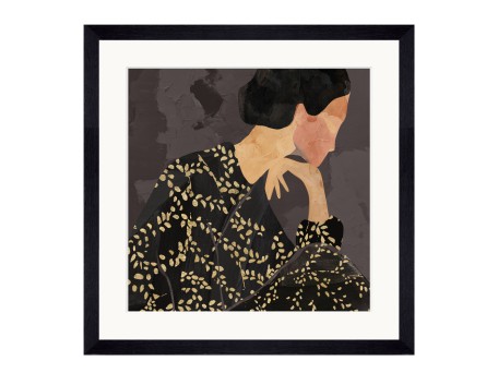 LADY IN PORTRAIT ΠΙΝΑΚΑΣ ΔΙΑΚΟΣΜΗΣΗΣ 43x43x4cm ΓΥΑΛΙ ΠΟΛΥΧΡΩΜΟ ΞΥΛΟ ΜΑΥΡΟ