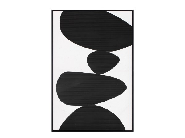 TREMBLING STONE ΠΙΝΑΚΑΣ ΔΙΑΚΟΣΜΗΣΗΣ 60x90x4cm ΚΑΜΒΑΣ ΛΕΥΚΟ ΜΑΥΡΟ ΞΥΛΟ ΜΑΥΡΟ