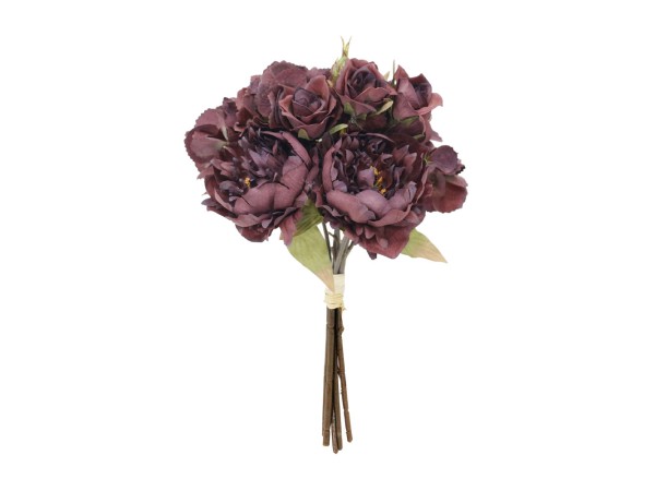 PEONY ΛΟΥΛΟΥΔΙ ΤΕΧΝΗΤΟ ΜΠΟΥΚΕΤΟ 30cm ΥΦΑΣΜΑ ΜΩΒ ΠΡΑΣΙΝΟ PVC