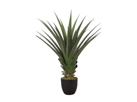 AGAVE ΦΥΤΟ ΤΕΧΝΗΤΟ ΣΕ ΓΛΑΣΤΡΑ 90cm PVC ΠΡΑΣΙΝΟ ΜΑΥΡΟ ΤΣΙΜΕΝΤΟ