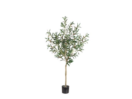 OLIVE TREE ΔΕΝΤΡΟ ΤΕΧΝΗΤΟ ΣΕ ΓΛΑΣΤΡΑ 155cm PVC ΠΡΑΣΙΝΟ ΜΑΥΡΟ ΤΣΙΜΕΝΤΟ