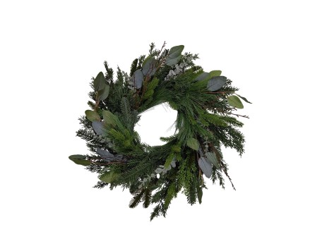 LEAF 60 ΧΡΙΣΤΟΥΓΕΝΝΙΑΤΙΚΟ ΣΤΕΦΑΝΙ ΜΕ ΦΥΛΛΑ 60x60cm PVC ΠΡΑΣΙΝΟ