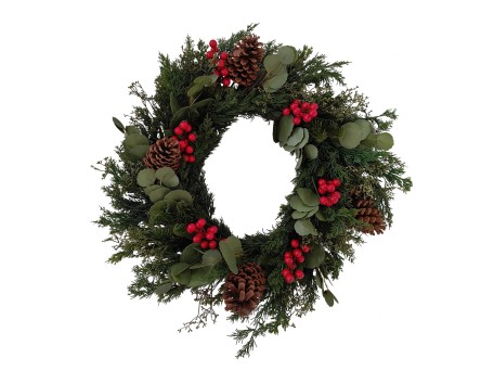 RED BERRY 75 ΧΡΙΣΤΟΥΓΕΝΝΙΑΤΙΚΟ ΣΤΕΦΑΝΙ ΜΕ ΓΚΙ 75x75cm POLYFOAM ΠΡΑΣΙΝΟ ΚΟΚΚΙΝΟ PVC