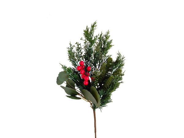 RED BERRY 42 ΧΡΙΣΤΟΥΓΕΝΝΙΑΤΙΚΟ ΚΛΑΔΙ ΜΕ ΓΚΙ 42cm POLYFOAM ΠΡΑΣΙΝΟ ΚΟΚΚΙΝΟ PVC