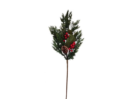 RED BERRY 80 ΧΡΙΣΤΟΥΓΕΝΝΙΑΤΙΚΟ ΚΛΑΔΙ ΜΕ ΓΚΙ 80cm POLYFOAM ΠΡΑΣΙΝΟ ΚΟΚΚΙΝΟ PVC