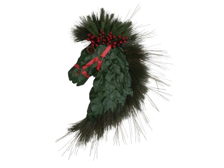 HORSE HEAD 86 ΧΡΙΣΤΟΥΓΕΝΝΙΑΤΙΚΟ ΣΤΕΦΑΝΙ ΑΛΟΓΟ 45x3x86cm POLYFOAM ΠΡΑΣΙΝΟ ΚΟΚΚΙΝΟ PVC