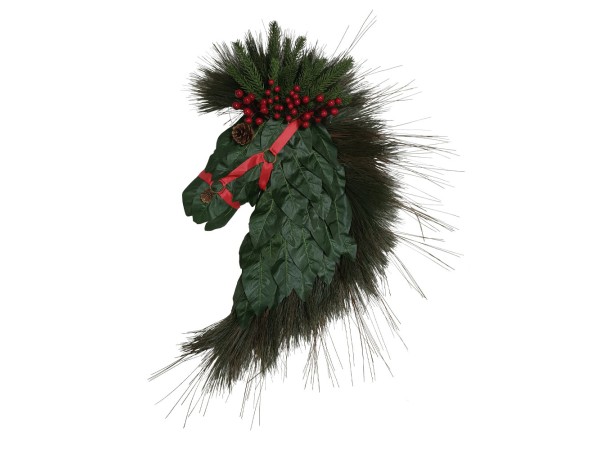 HORSE HEAD 86 ΧΡΙΣΤΟΥΓΕΝΝΙΑΤΙΚΟ ΣΤΕΦΑΝΙ ΑΛΟΓΟ 45x3x86cm POLYFOAM ΠΡΑΣΙΝΟ ΚΟΚΚΙΝΟ PVC