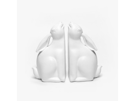 BUN BUN ΔΙΑΚΟΣΜΗΤΙΚΟ ΒΙΒΛΙΟΣΤΑΤΗΣ SET 2ΤΜΧ 22x9x18cm POLYRESIN ΛΕΥΚΟ