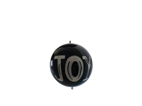 LUCKY CHARM 2025 XMAS ΜΠΑΛΑ 9x9x9cm POLYRESIN ΜΑΥΡΟ ΛΕΥΚΟ