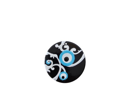 LUCKY CHARM 2025 XMAS ΜΑΤΙ 9x9x9cm POLYRESIN ΜΑΥΡΟ ΛΕΥΚΟ ΜΠΛΕ