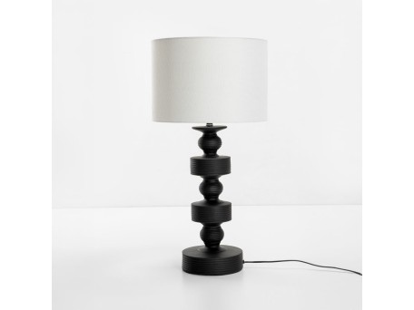 JASIEL ΦΩΤΙΣΤΙΚΟ ΕΠΙΤΡΑΠΕΖΙΟ 64cm POLYRESIN ΜΑΥΡΟ ΛΙΝΟ ΛΕΥΚΟ