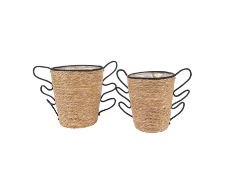 AELIA ΚΑΛΑΘΙ 30x30x34cm SEAGRASS ΦΥΣΙΚΟ ΜΑΥΡΟ