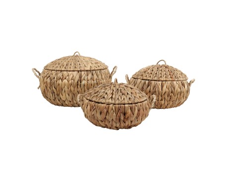 KEA ΚΑΛΑΘΙ ΜΕ ΚΑΠΑΚΙ SET 3ΤΜΧ 40x40x19cm SEAGRASS ΦΥΣΙΚΟ